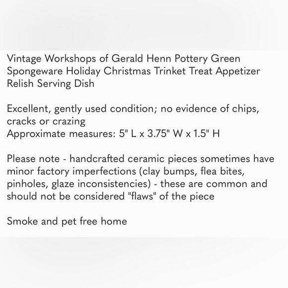 Christmas Dish Vintage Workshops of Gerald Henn Pottery Pink Spongeware Holiday - Picture 8 of 8